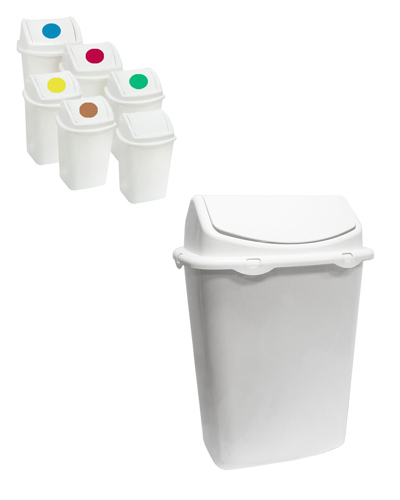 Cubo Papelera Libra 60 litros c/ Tapa Basculante. Blanco